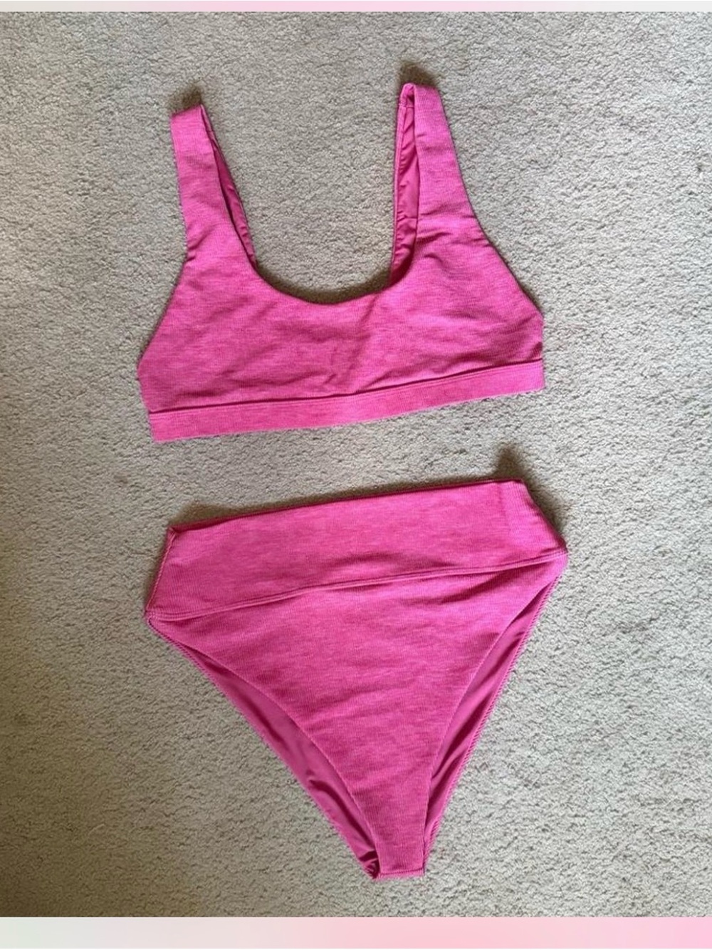 Beach Riot Hot Pink Ribbed Bikini Set - Picture 3 of 6